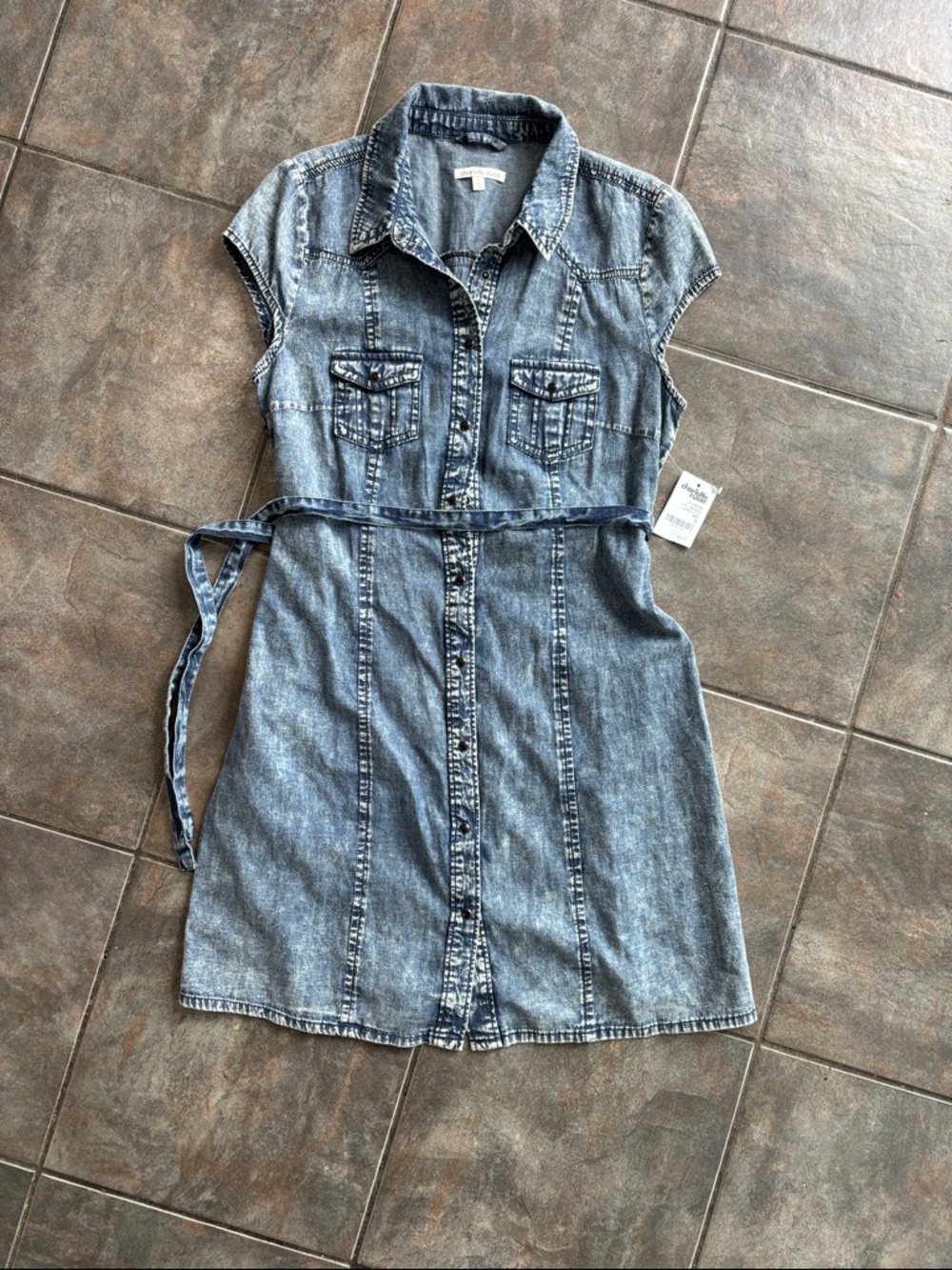 Charlotte Russe Denim Shirt Dress with Tie Belt NWT